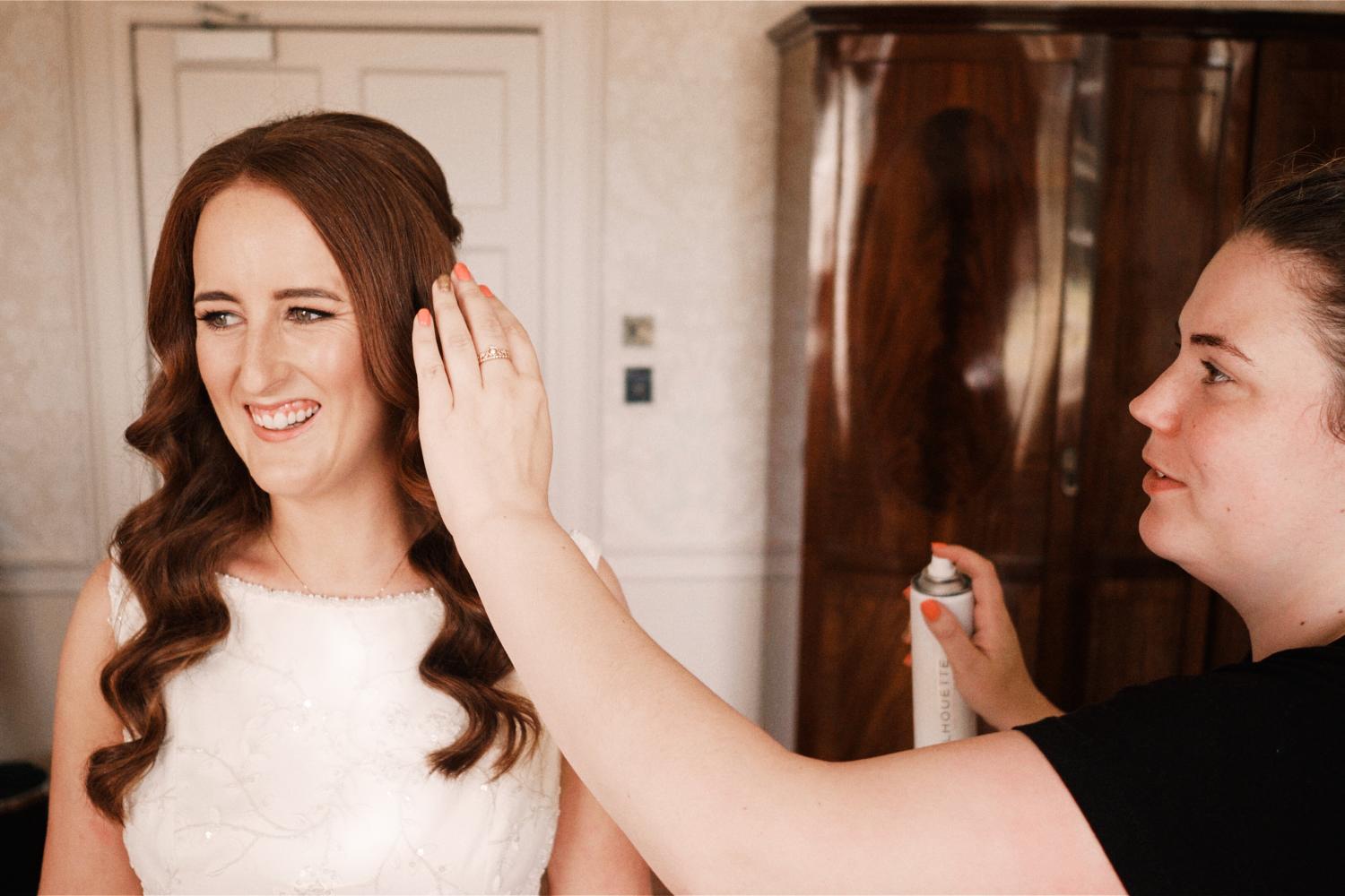 Bride getting ready at Farnham Estate
