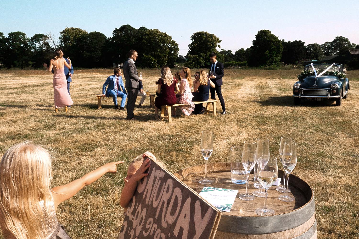 Wedding scene at a marquee reception